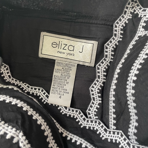 Eliza J Black and White Embroidered Summer Dress Size 4 - Picture 4 of 4